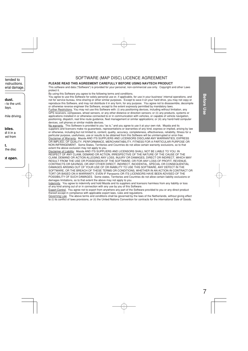 Software (map disc) licence agreement before use | Mazda 2005 RX-8 User Manual | Page 329 / 364