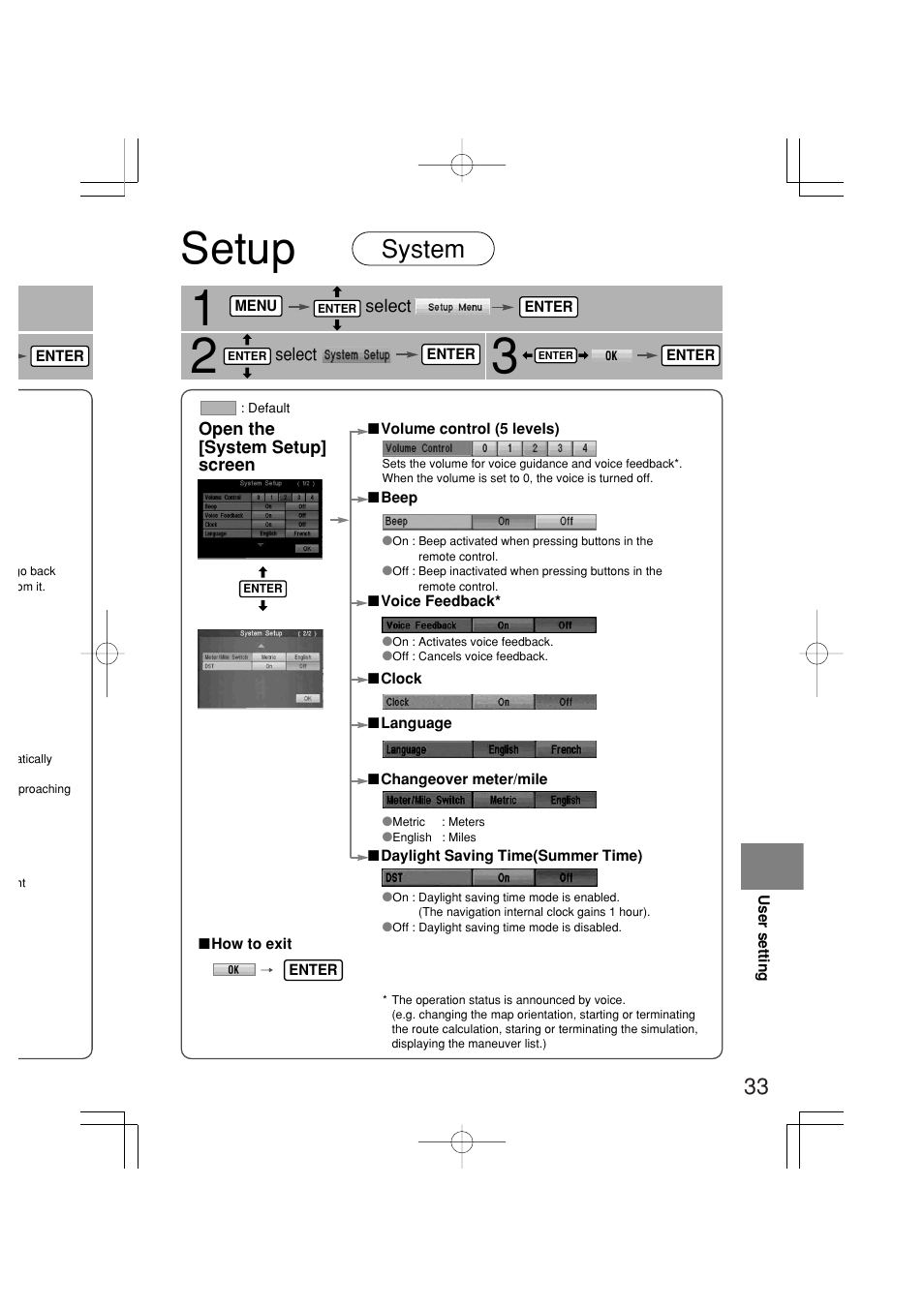 Setup, System | Mazda 2005 RX-8 User Manual | Page 355 / 364