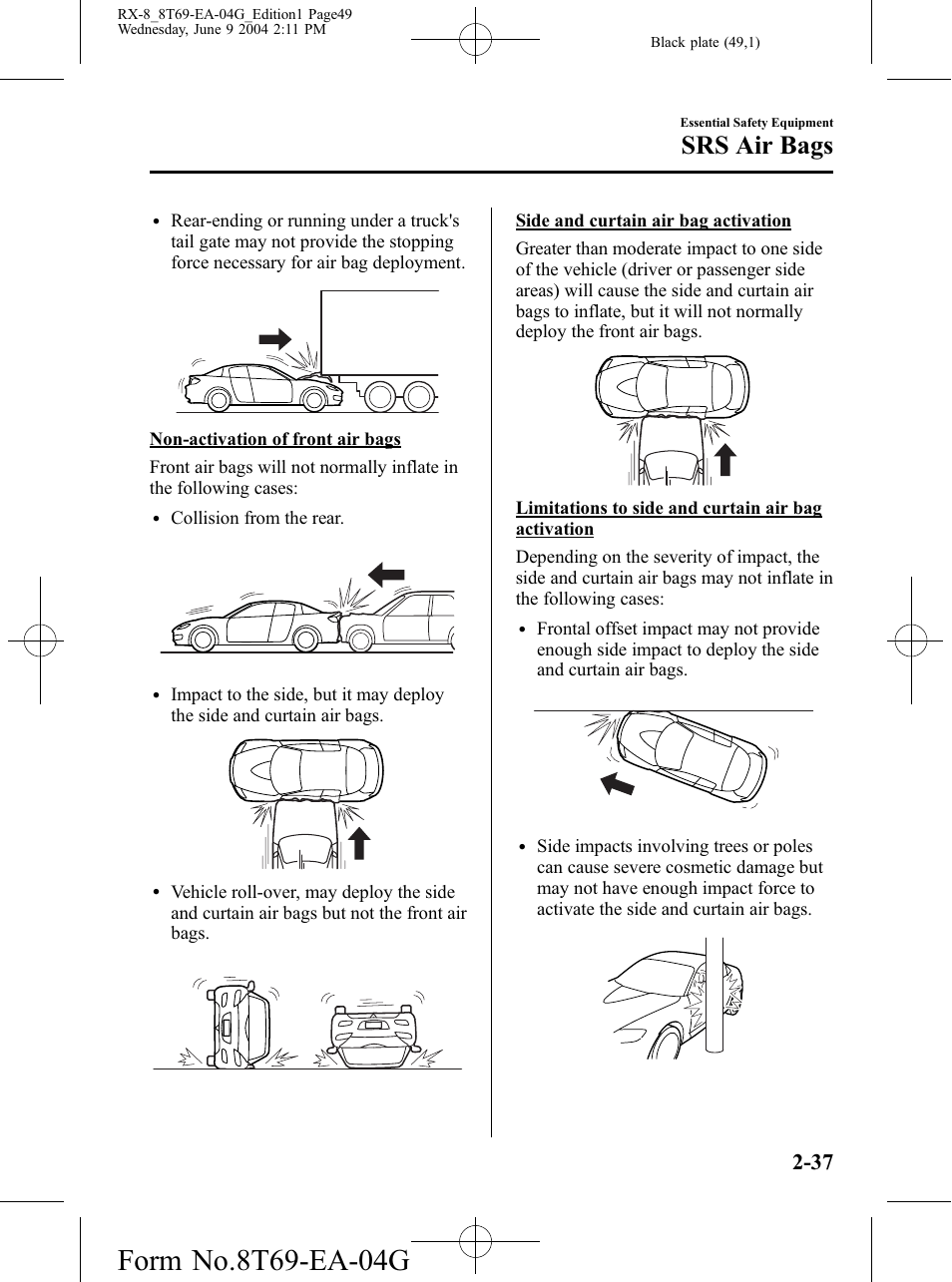 Srs air bags | Mazda 2005 RX-8 User Manual | Page 49 / 364