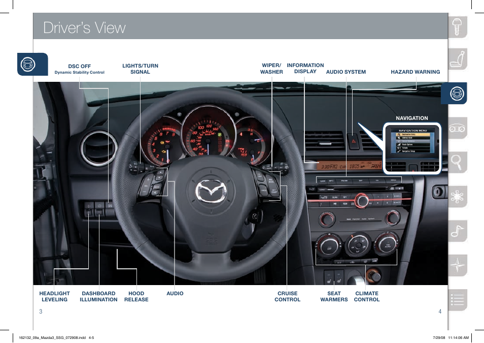 Driver’s view | Mazda 2009 3 4-DOOR User Manual | Page 3 / 12