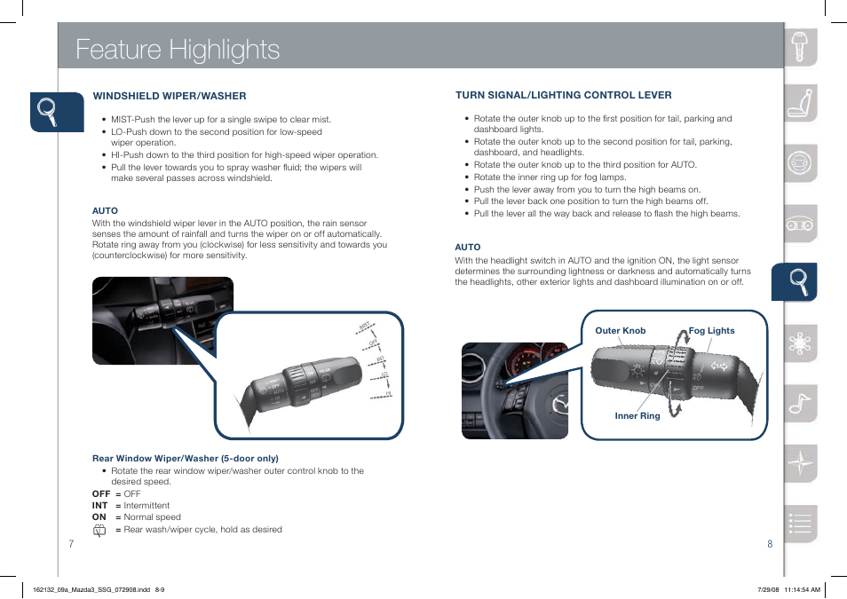 Feature highlights | Mazda 2009 3 4-DOOR User Manual | Page 5 / 12