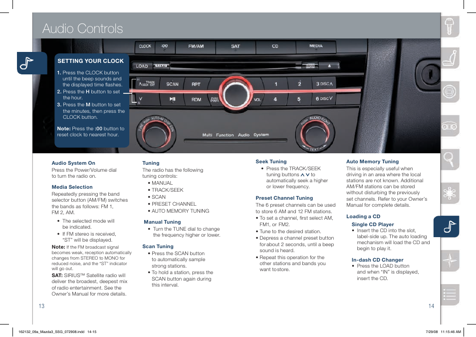 Audio controls | Mazda 2009 3 4-DOOR User Manual | Page 8 / 12