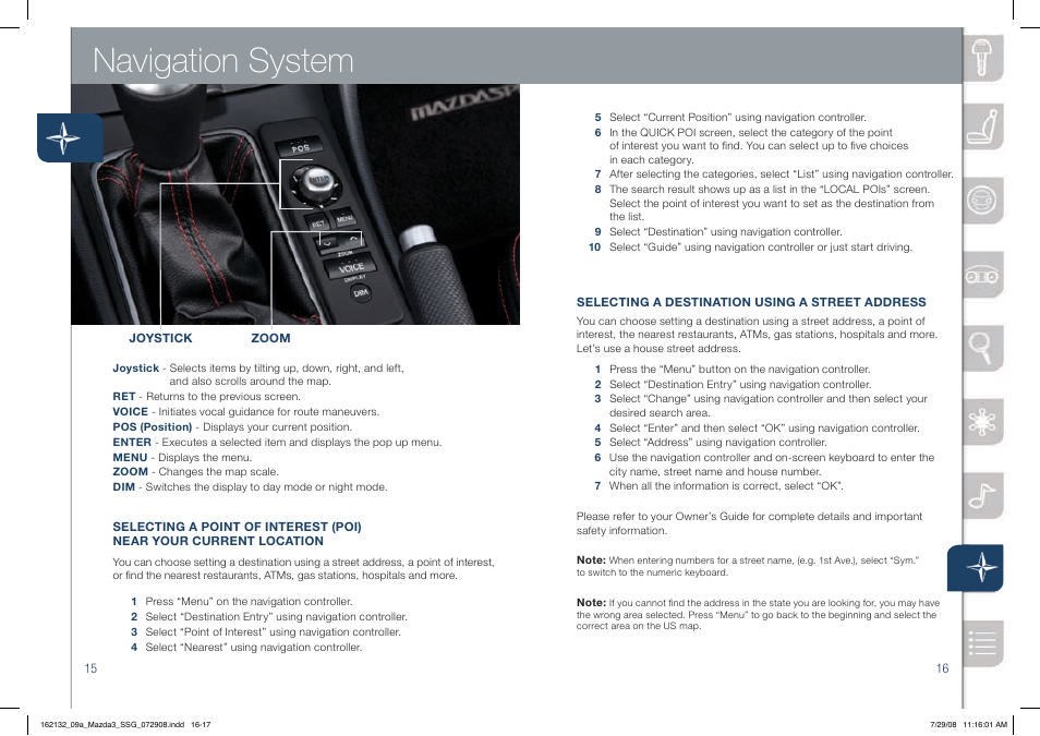 Navigation system | Mazda 2009 3 4-DOOR User Manual | Page 9 / 12