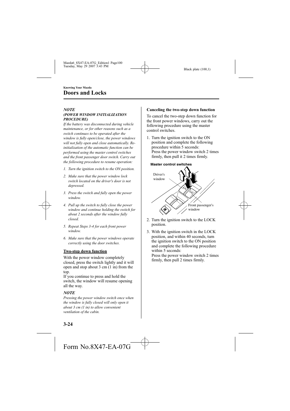 Doors and locks | Mazda 2008 6 User Manual | Page 100 / 440