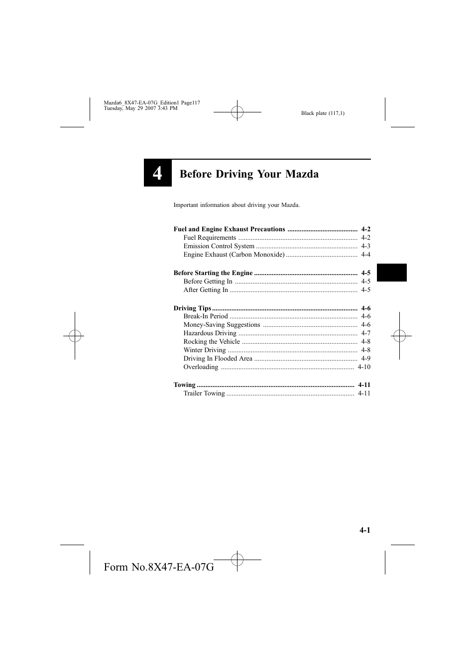 Before driving your mazda | Mazda 2008 6 User Manual | Page 117 / 440