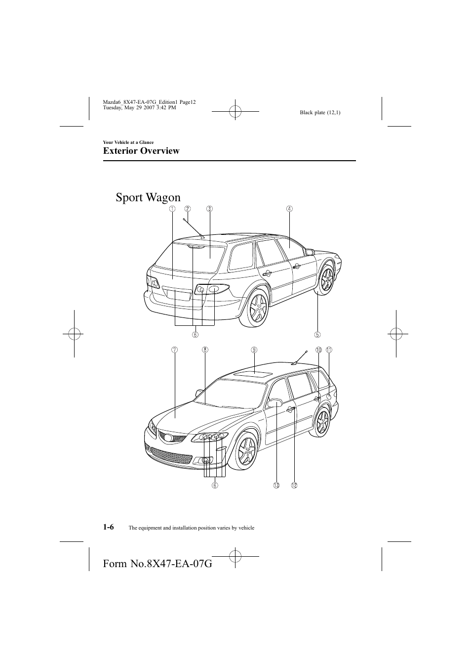 Sport wagon, Exterior overview | Mazda 2008 6 User Manual | Page 12 / 440