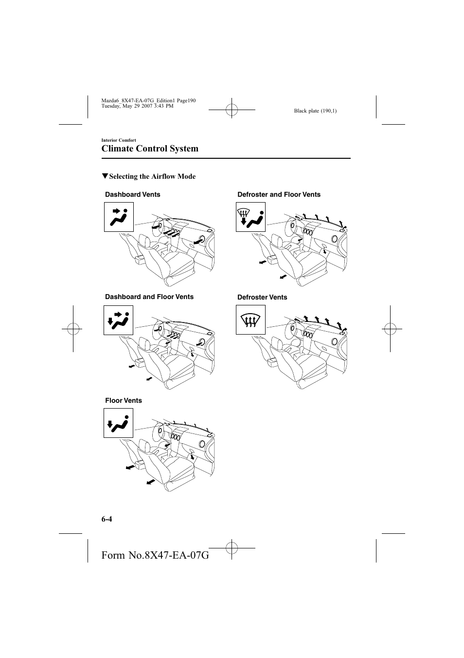 Climate control system | Mazda 2008 6 User Manual | Page 190 / 440