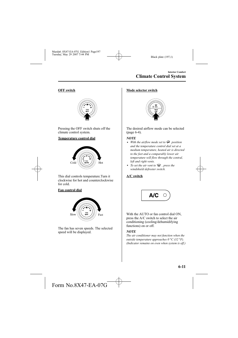 Climate control system | Mazda 2008 6 User Manual | Page 197 / 440