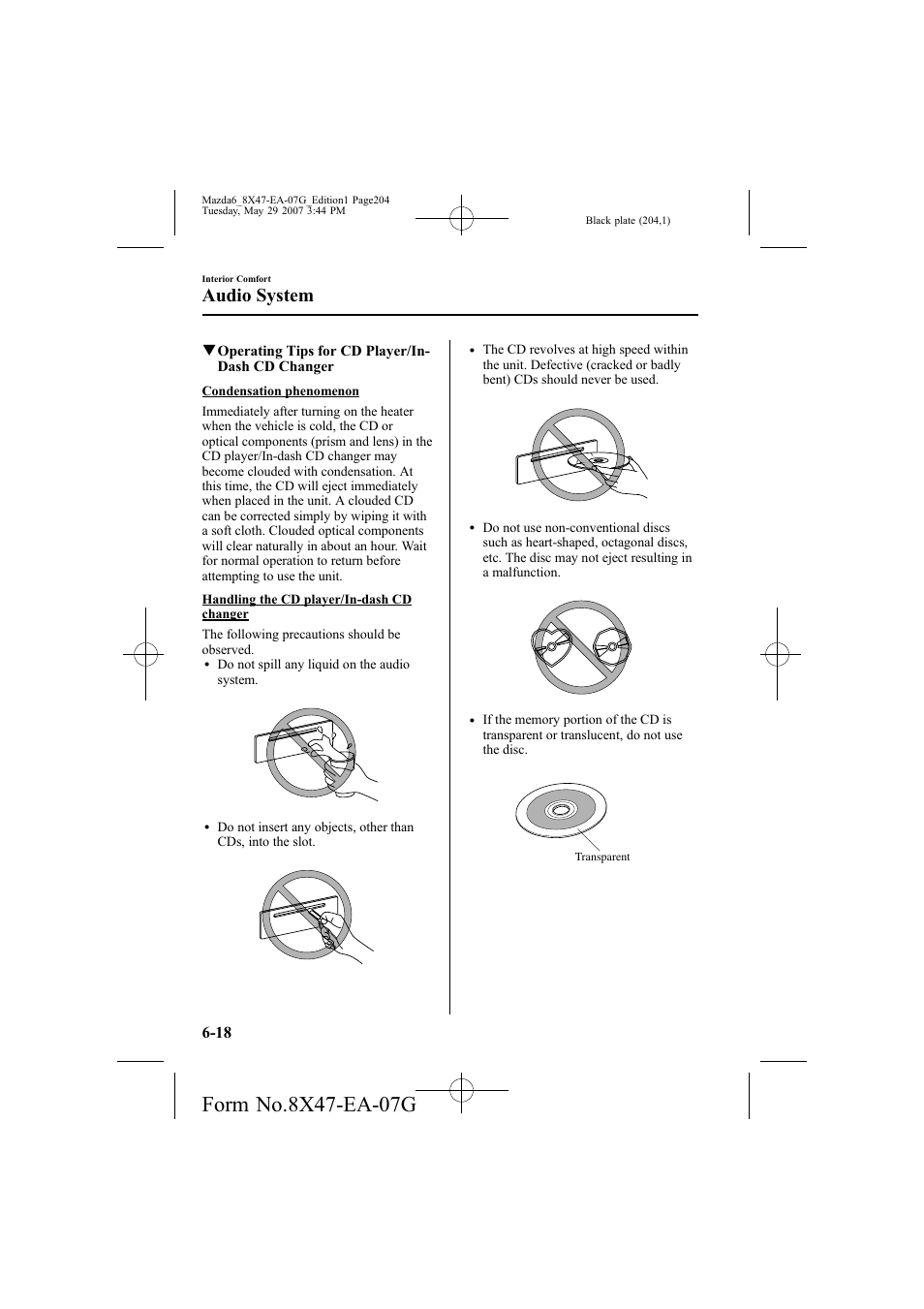 Audio system | Mazda 2008 6 User Manual | Page 204 / 440