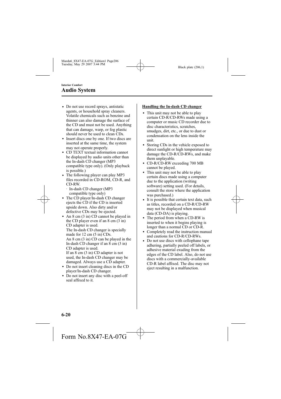 Audio system | Mazda 2008 6 User Manual | Page 206 / 440