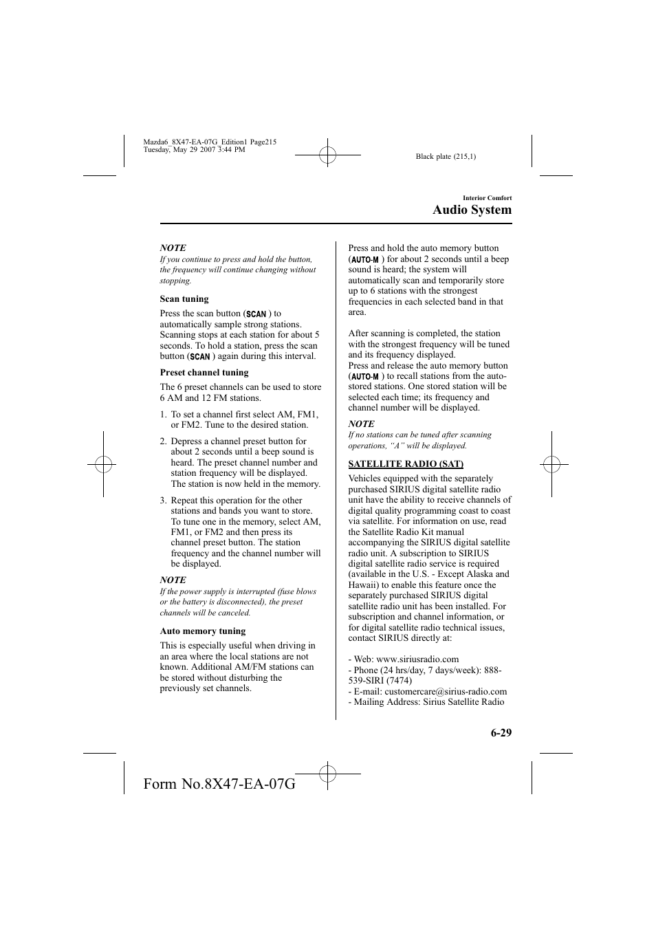 Audio system | Mazda 2008 6 User Manual | Page 215 / 440