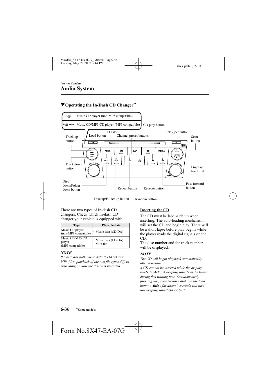 Audio system | Mazda 2008 6 User Manual | Page 222 / 440