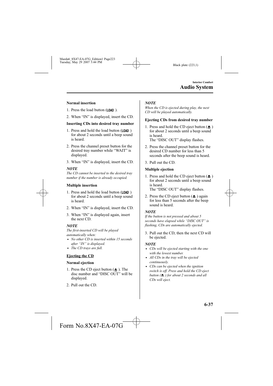 Audio system | Mazda 2008 6 User Manual | Page 223 / 440