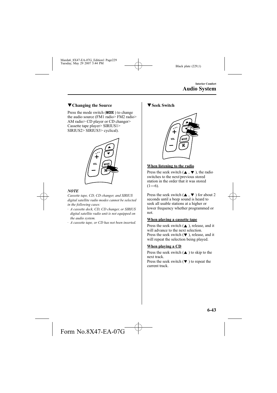 Audio system | Mazda 2008 6 User Manual | Page 229 / 440