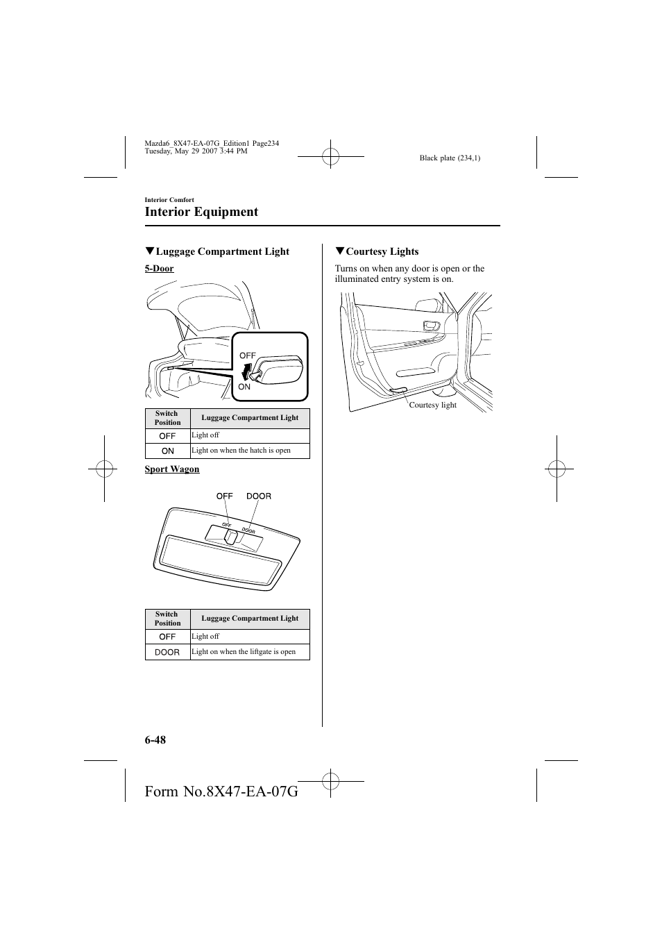 Interior equipment | Mazda 2008 6 User Manual | Page 234 / 440