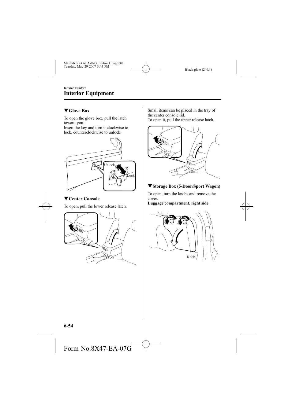 Interior equipment | Mazda 2008 6 User Manual | Page 240 / 440