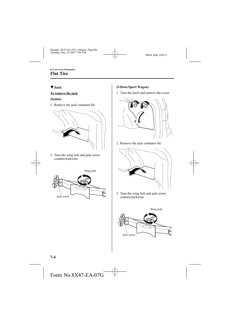 Flat tire | Mazda 2008 6 User Manual | Page 246 / 440