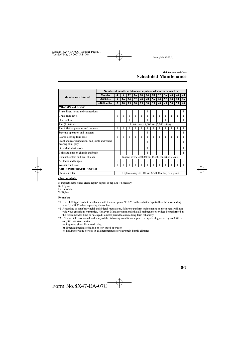 Scheduled maintenance | Mazda 2008 6 User Manual | Page 271 / 440