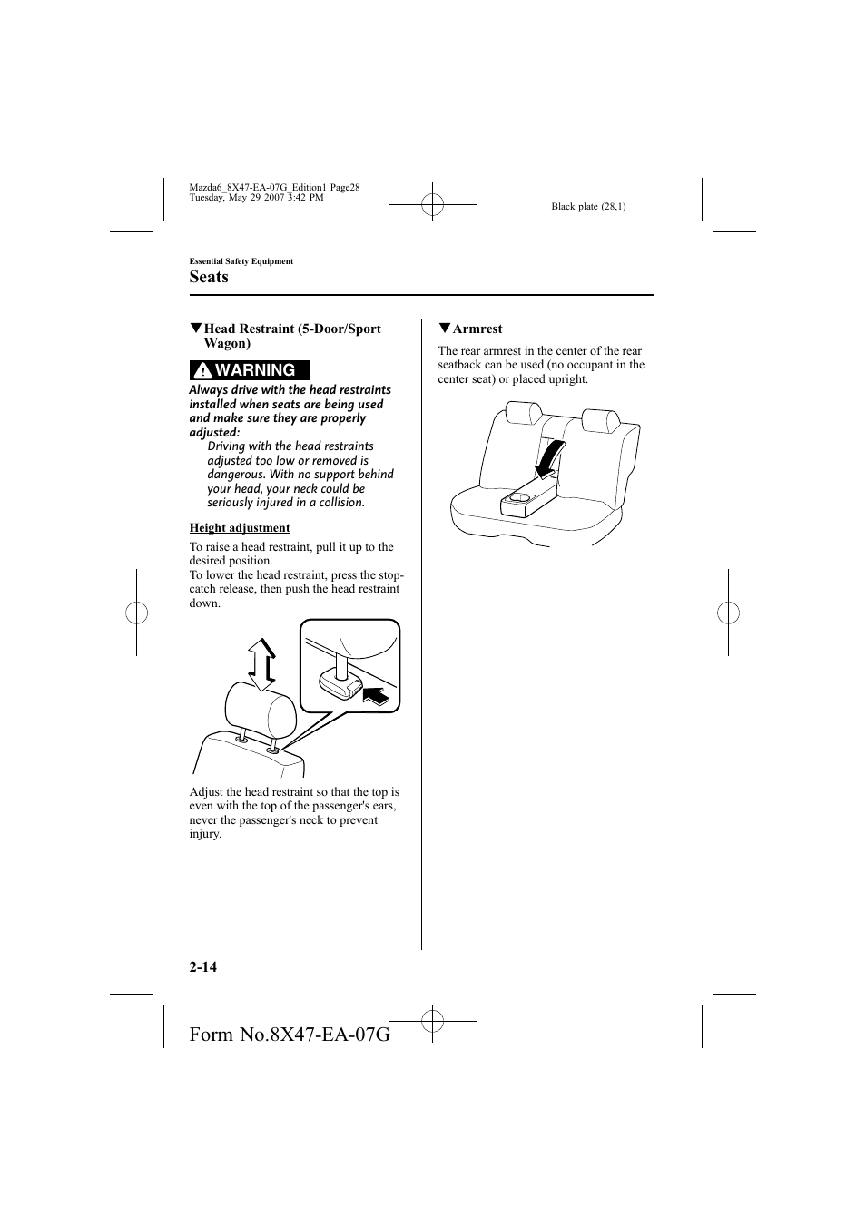 Seats | Mazda 2008 6 User Manual | Page 28 / 440