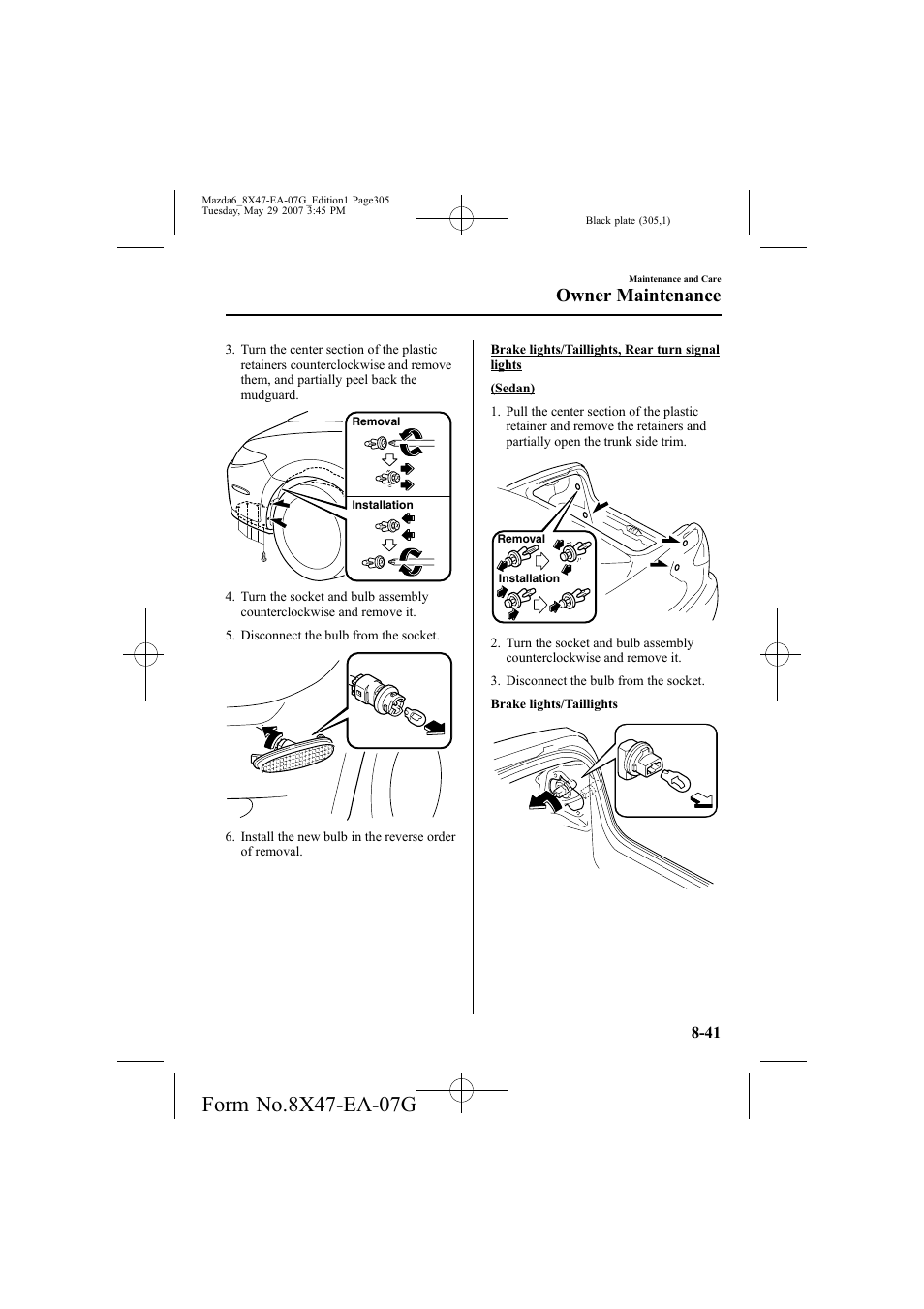 Owner maintenance | Mazda 2008 6 User Manual | Page 305 / 440