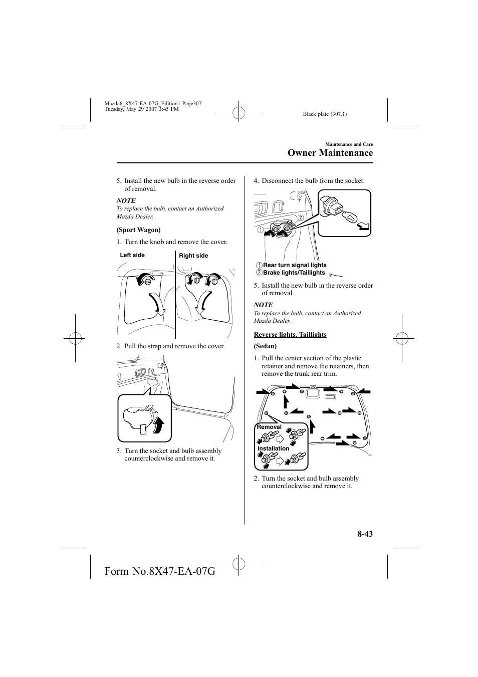 Owner maintenance | Mazda 2008 6 User Manual | Page 307 / 440
