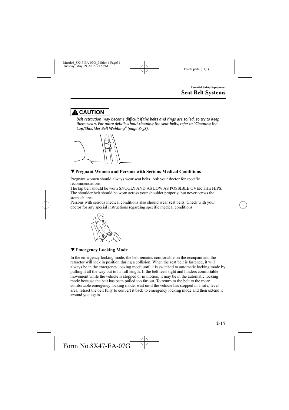 Seat belt systems | Mazda 2008 6 User Manual | Page 31 / 440