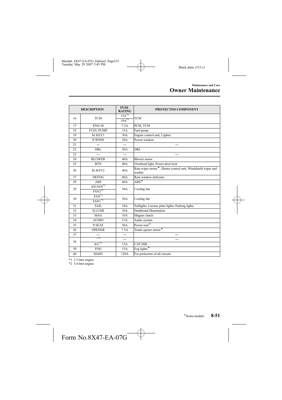 Owner maintenance | Mazda 2008 6 User Manual | Page 315 / 440