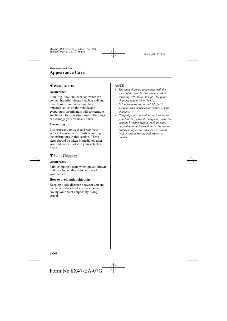 Appearance care | Mazda 2008 6 User Manual | Page 318 / 440