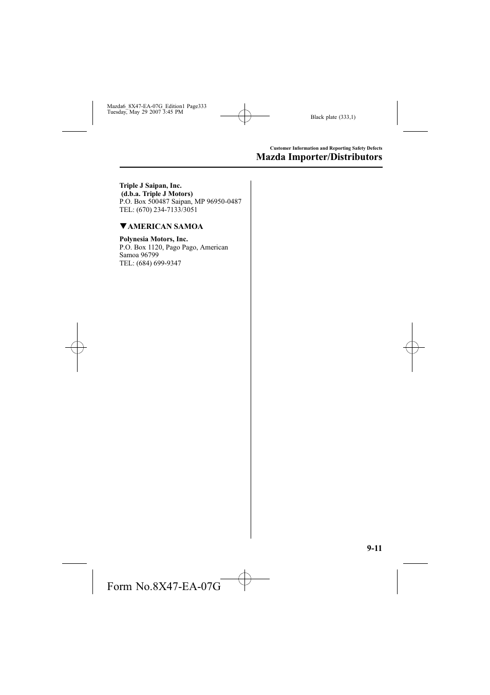 Mazda importer/distributors | Mazda 2008 6 User Manual | Page 333 / 440