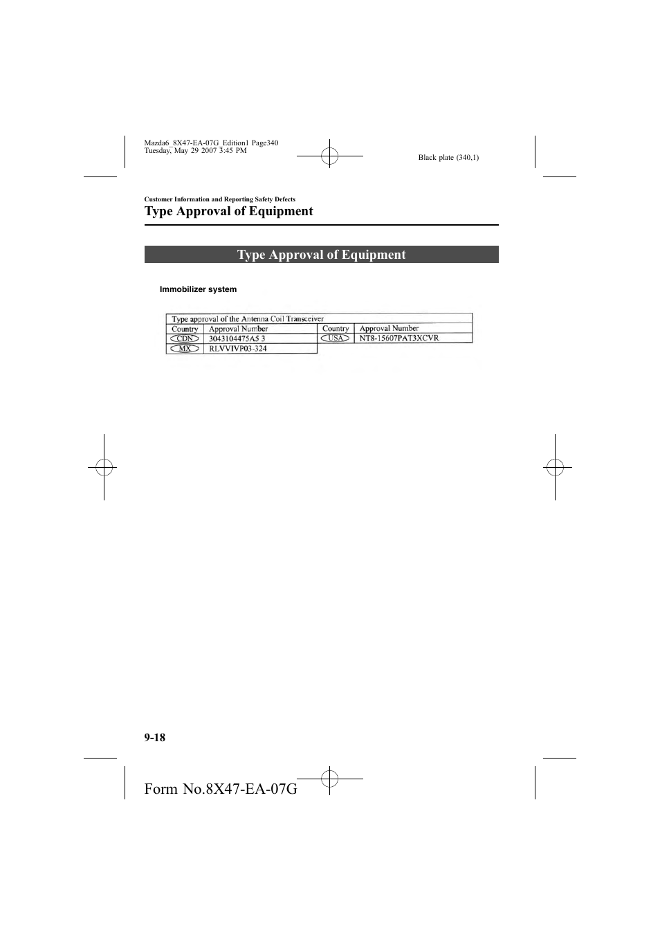 Type approval of equipment | Mazda 2008 6 User Manual | Page 340 / 440