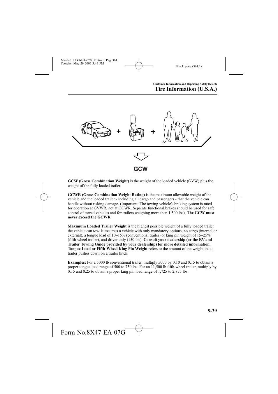 Tire information (u.s.a.) | Mazda 2008 6 User Manual | Page 361 / 440