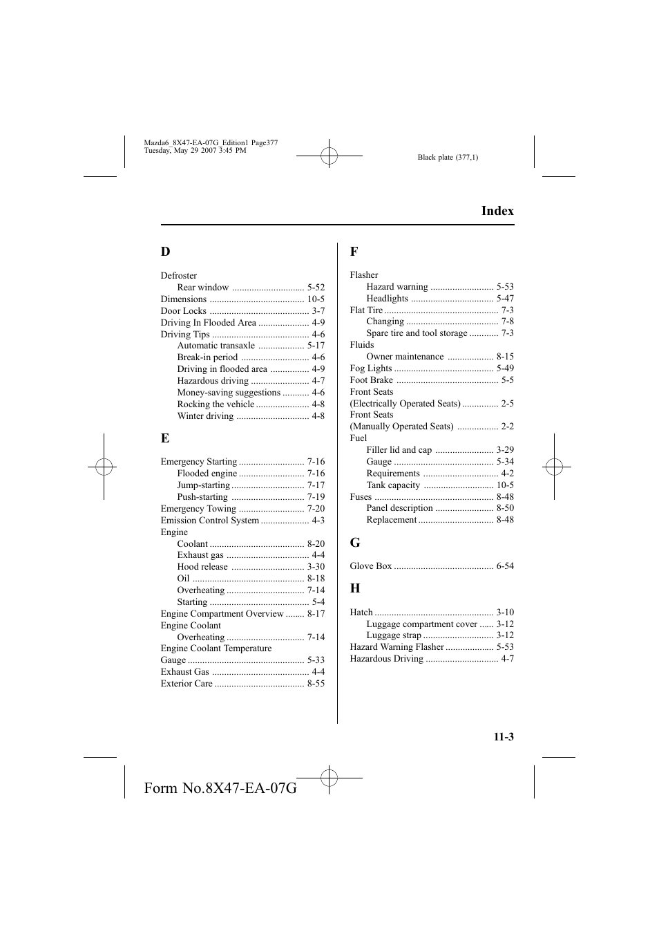 Index | Mazda 2008 6 User Manual | Page 377 / 440