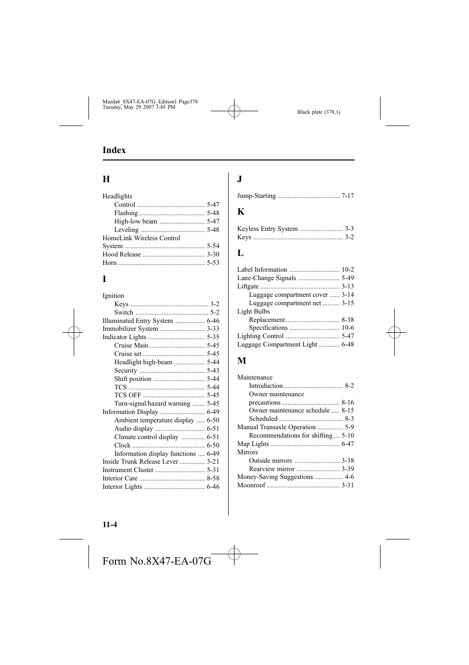 Index | Mazda 2008 6 User Manual | Page 378 / 440