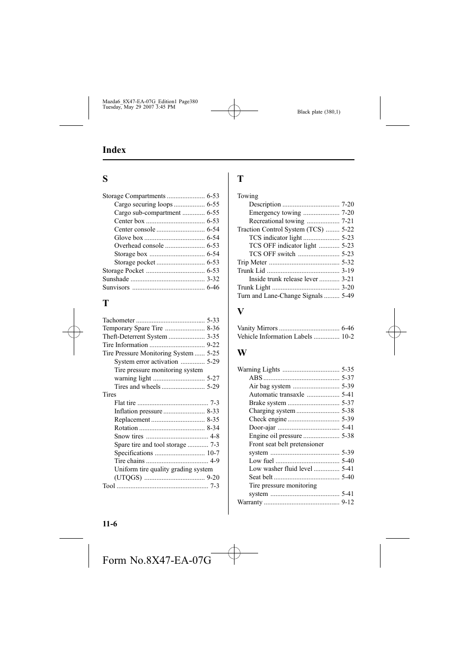 Index | Mazda 2008 6 User Manual | Page 380 / 440