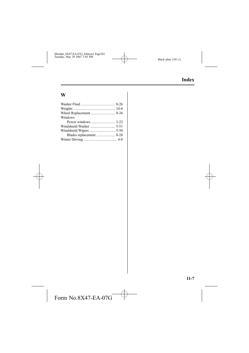 Index | Mazda 2008 6 User Manual | Page 381 / 440