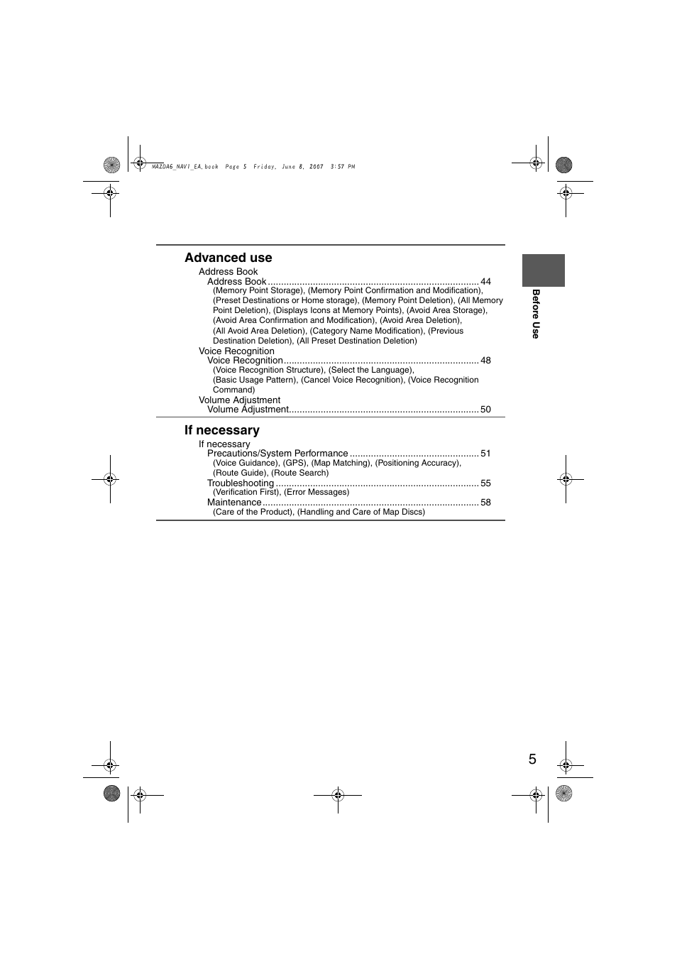 Advanced use, If necessary | Mazda 2008 6 User Manual | Page 387 / 440