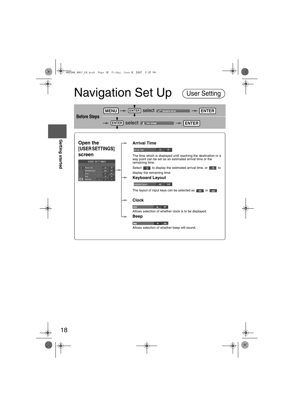 Navigation set up, User setting | Mazda 2008 6 User Manual | Page 400 / 440