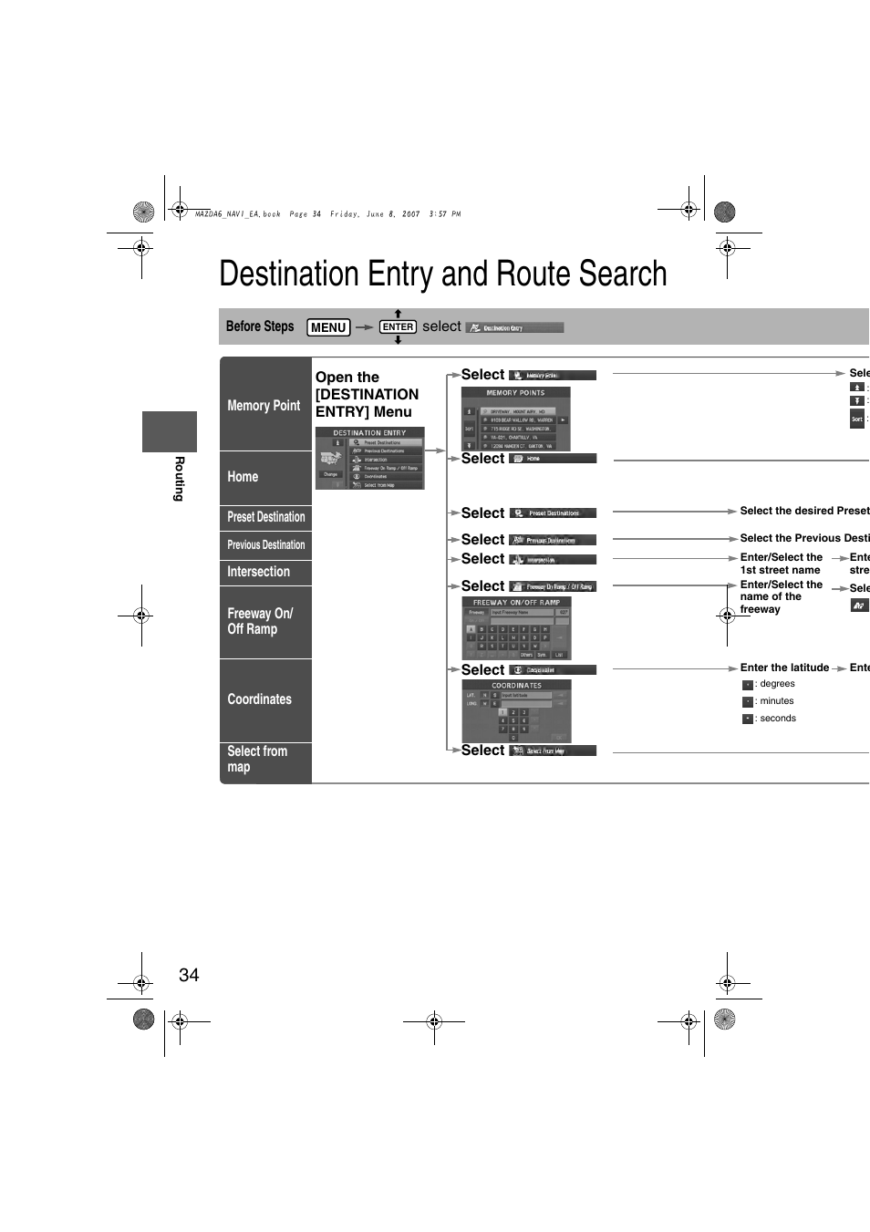 Destination entry and route search | Mazda 2008 6 User Manual | Page 416 / 440