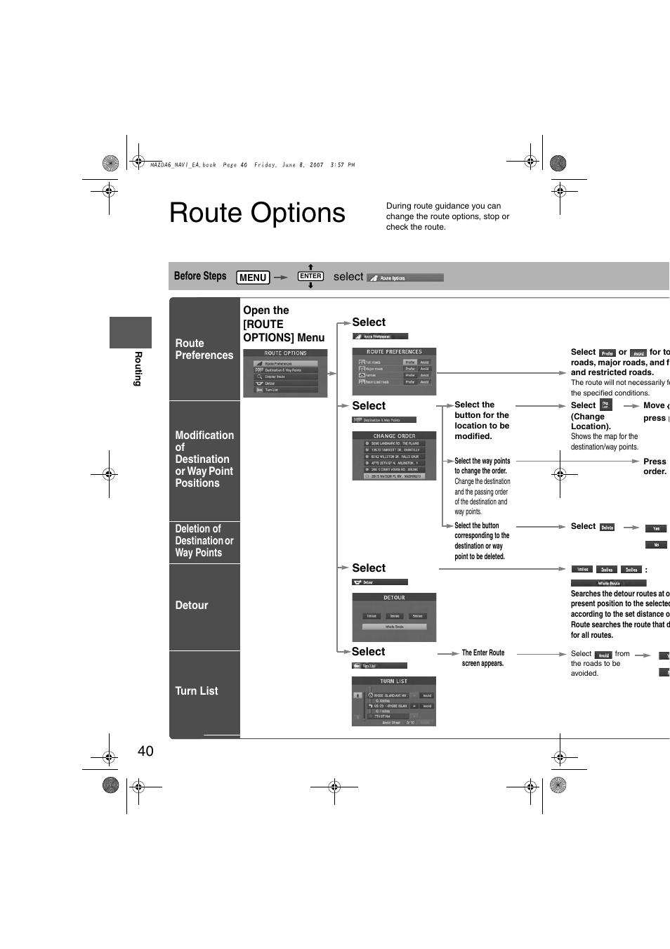 Route options | Mazda 2008 6 User Manual | Page 422 / 440