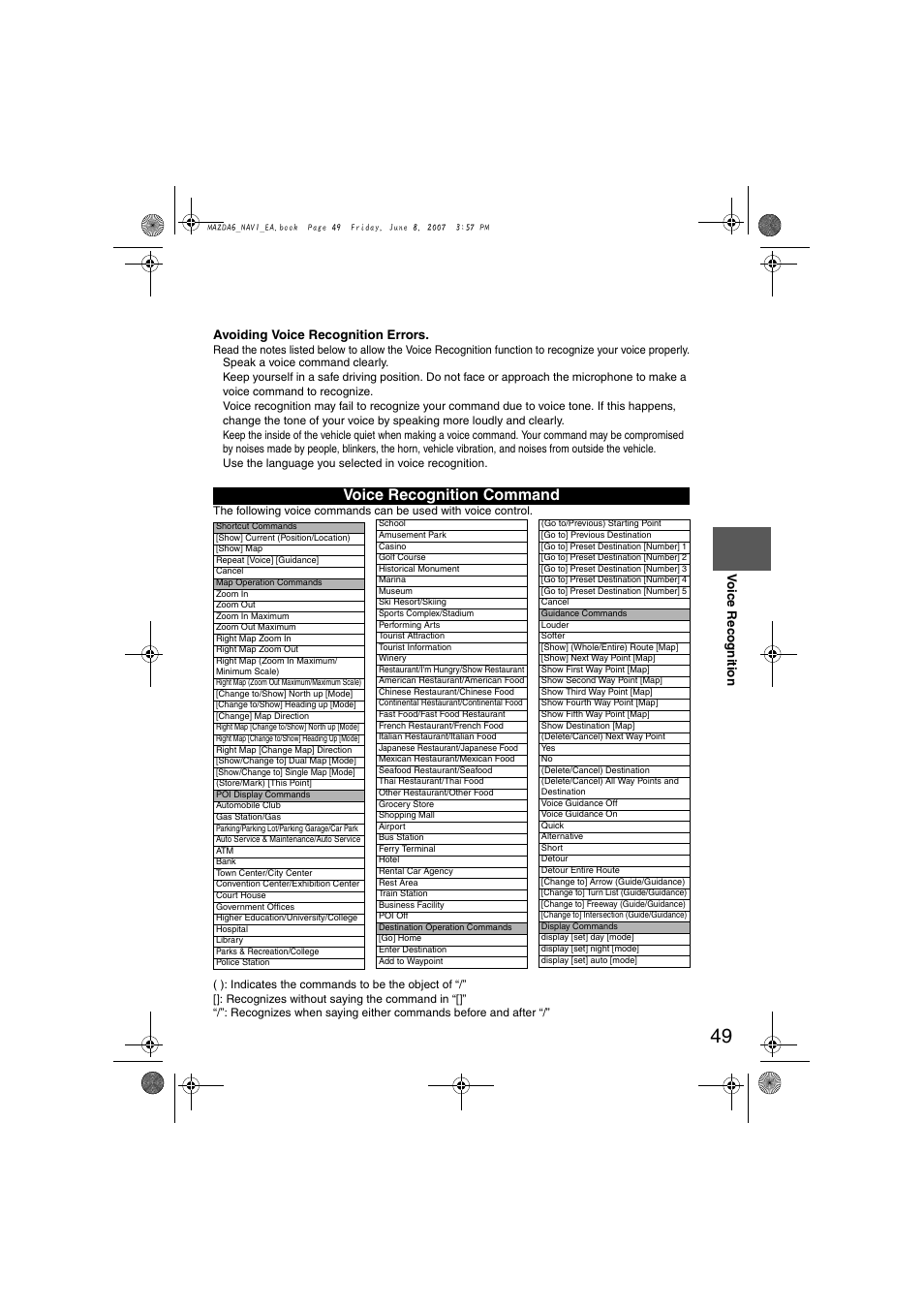 Voice recognition command | Mazda 2008 6 User Manual | Page 431 / 440