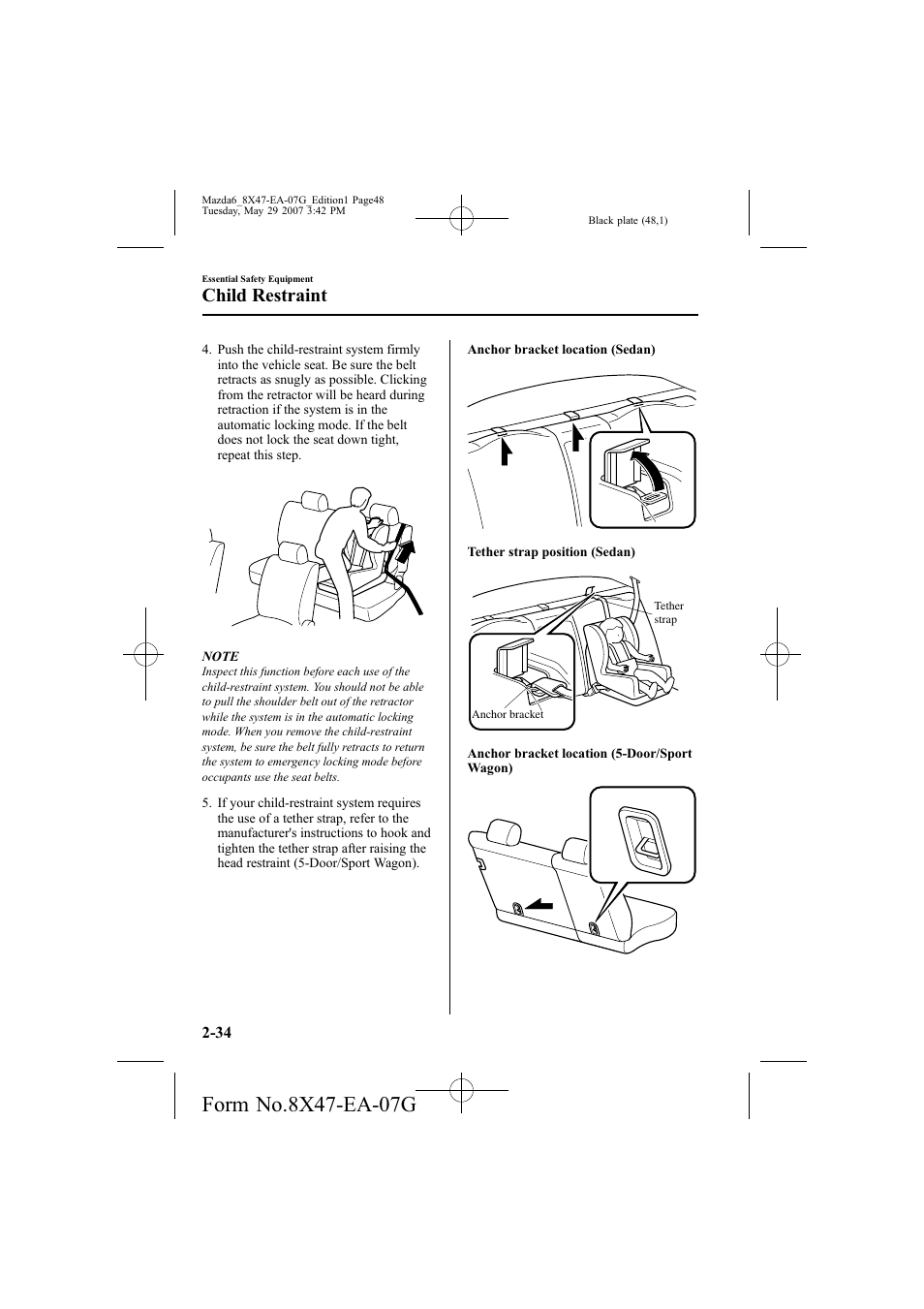 Child restraint | Mazda 2008 6 User Manual | Page 48 / 440