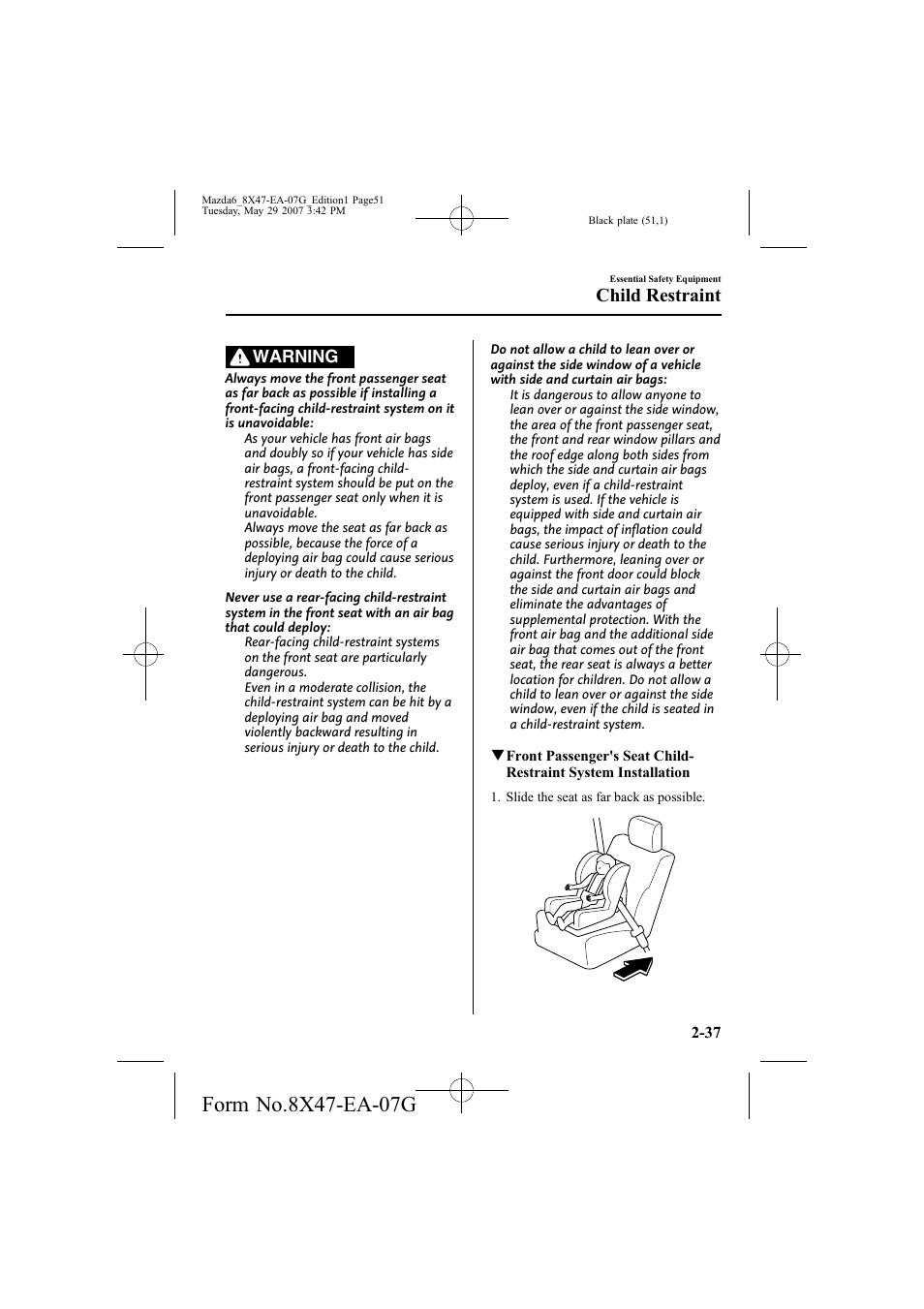 Child restraint | Mazda 2008 6 User Manual | Page 51 / 440