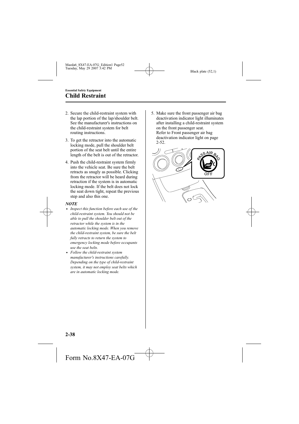 Child restraint | Mazda 2008 6 User Manual | Page 52 / 440