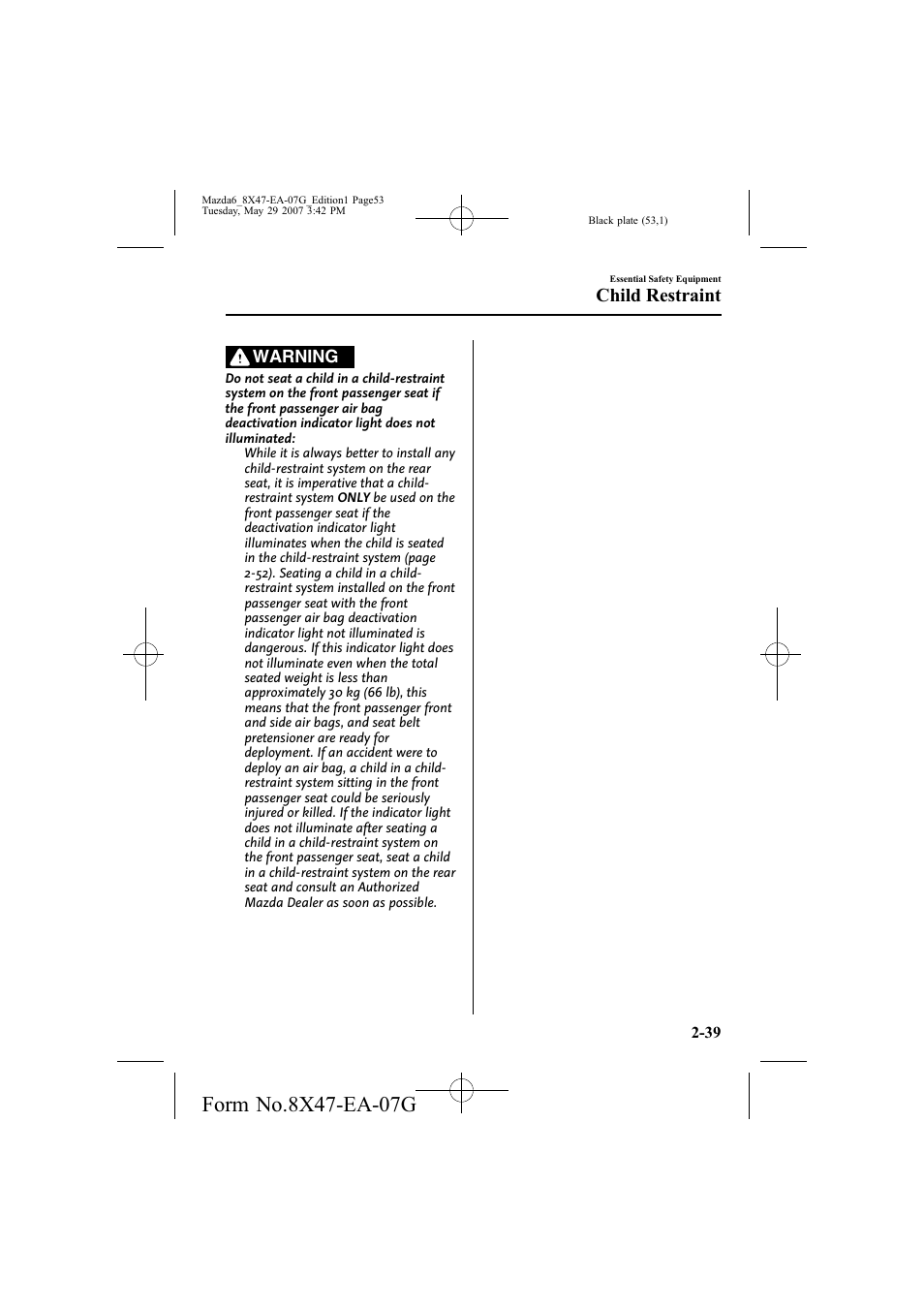Child restraint | Mazda 2008 6 User Manual | Page 53 / 440