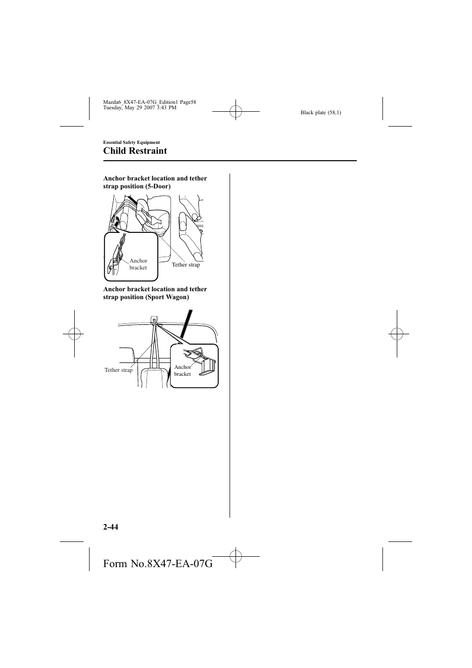 Child restraint | Mazda 2008 6 User Manual | Page 58 / 440