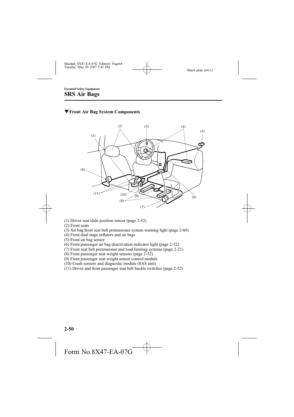 Srs air bags | Mazda 2008 6 User Manual | Page 64 / 440