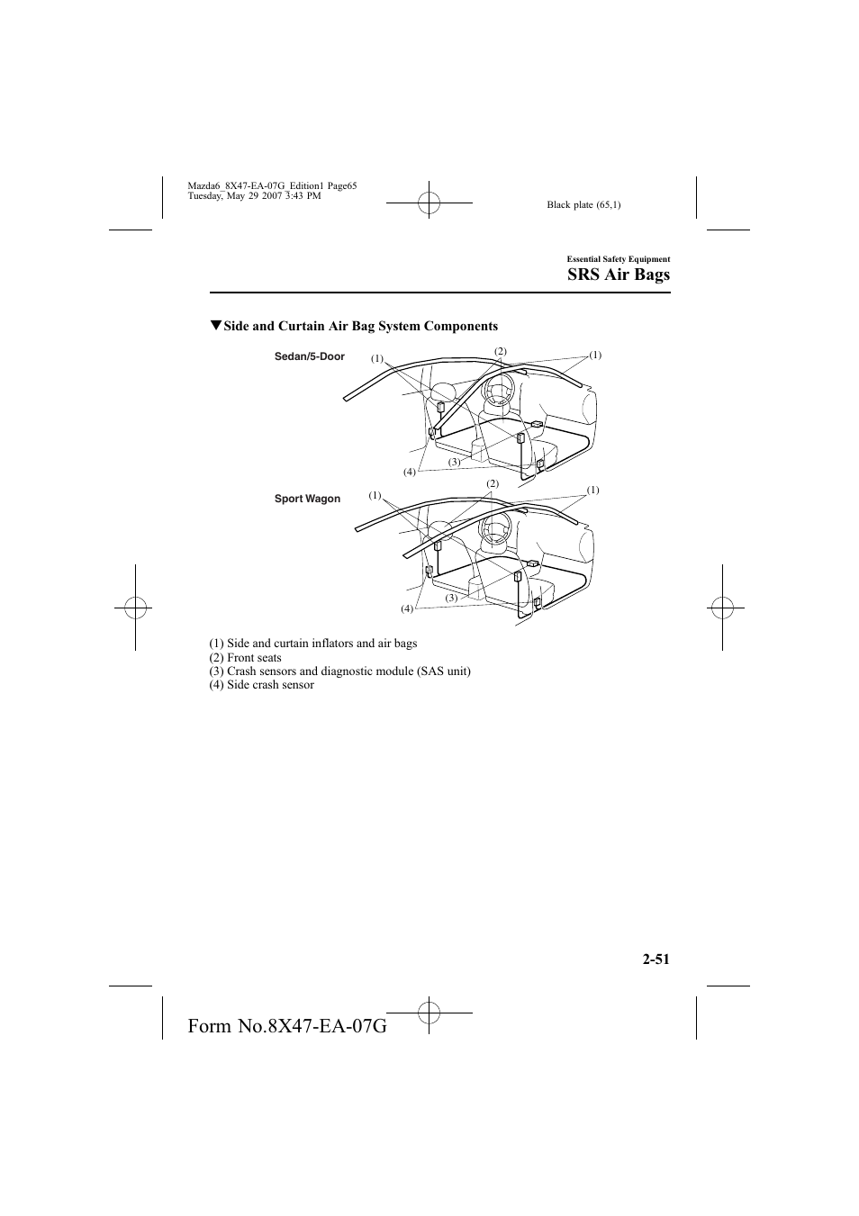 Srs air bags | Mazda 2008 6 User Manual | Page 65 / 440