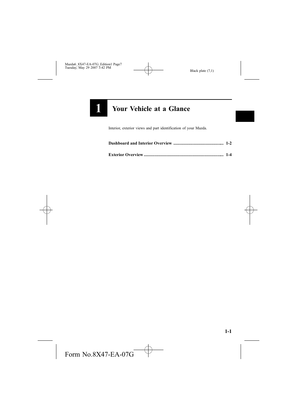 Your vehicle at a glance | Mazda 2008 6 User Manual | Page 7 / 440