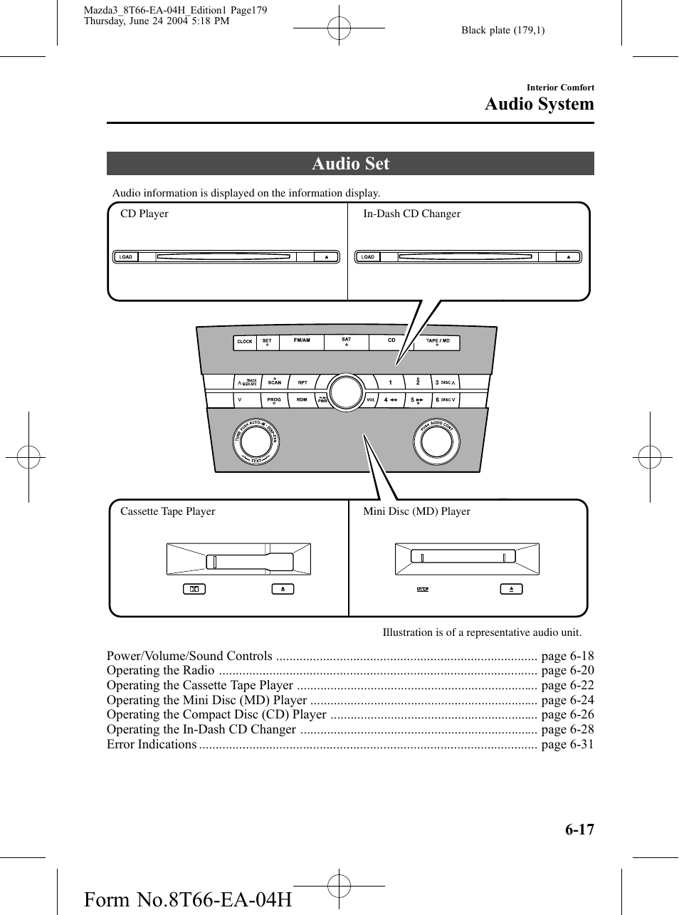 Audio set, Audio set -17, Audio system | Mazda 2005 3 4-DOOR User Manual | Page 179 / 322