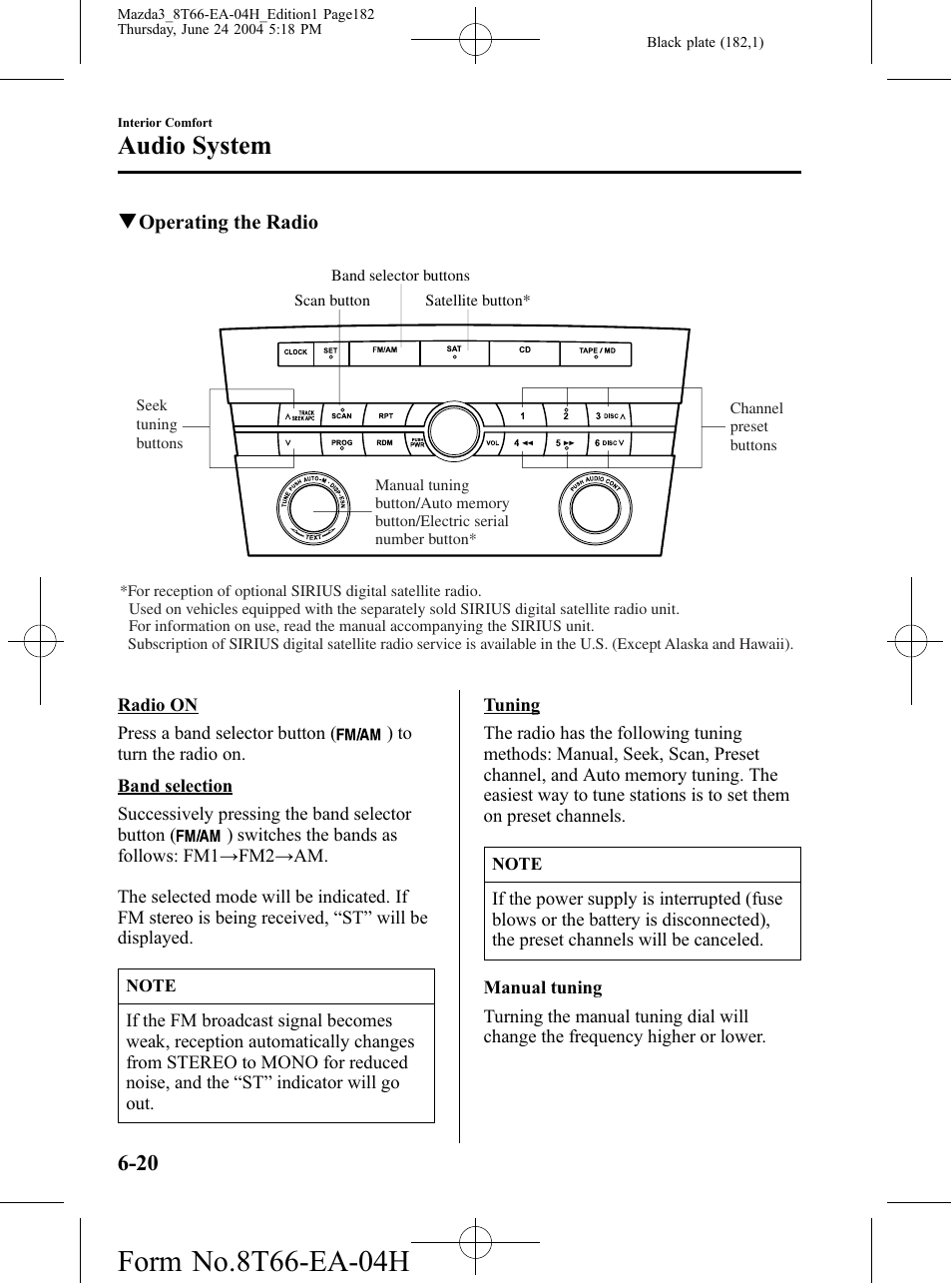 Audio system | Mazda 2005 3 4-DOOR User Manual | Page 182 / 322